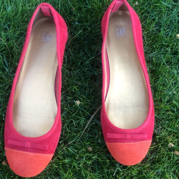 GAP Two Tone Colorful Dainty Round Toe Suede-like Ballet Flats with Bow! Size 6. - Picture 4 of 9